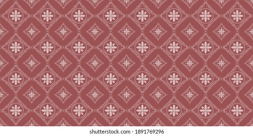 Decorative background pattern with retro style ornament. Seamless wallpaper texture. Vector image
