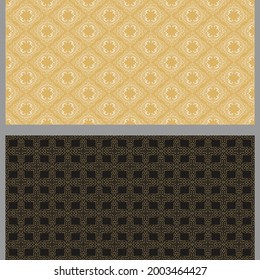 Decorative background patterns with floral elements. Set. Colors used: gold, black, wallpaper. Seamless pattern, texture. Vector illustration for design