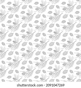 Fondo decorativo con ramas de pino y conos. Patrón veloz. Diseño para la decoración de vacaciones, papel de envoltura, impresión, tela o textil.