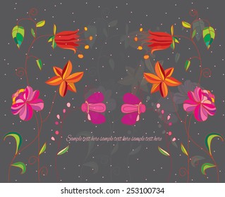 decorative background with pink flowers on a gray background with text