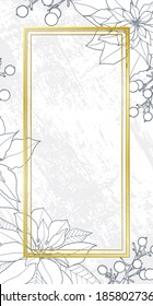 Decorative background with poinsettia flowers. Card template design. Vector illustration.