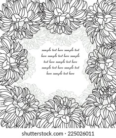 decorative background postcard with flowers on the frame with text,colors linear