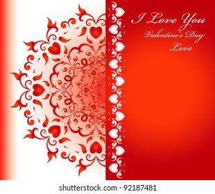 decorative background with red heart and curl