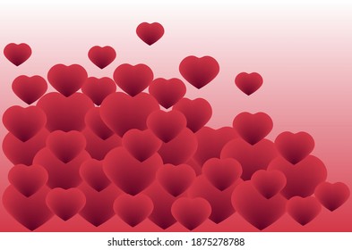 Decorative background with red hearts for designing valentine's day cards. Vector illustration