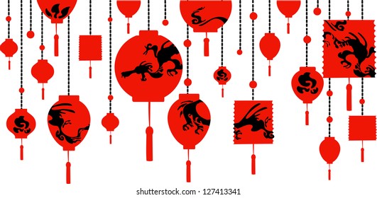 Decorative Background with Red Lamp