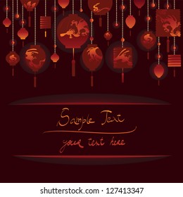 Decorative Background with Red Lamp