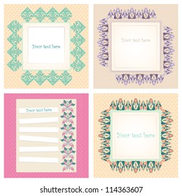 Decorative background set - ornamental design with  flowers  for greeting card, invitation and menu. Vector illustration.