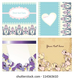 Decorative background set - ornamental design with  flowers for greeting card or invitation. Vector illustration.