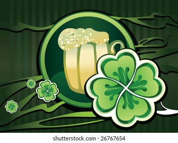 Decorative Background With Shamrock and beer