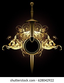Decorative background with shield in retro style
