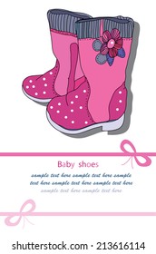 decorative background with shoes pink for girls with flower text