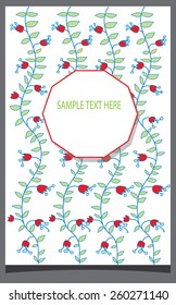 decorative background with sprigs of bells with red text