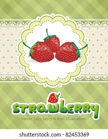 Decorative background with Strawberry, detailed vector illustration. Abstract Elegance food design.