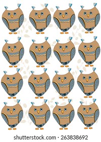decorative background with stylized owls and branches