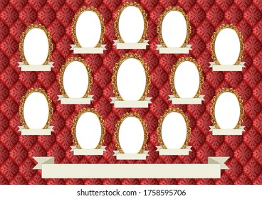 decorative background with thirteen frames for pictures