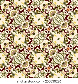 Decorative background tile in art deco design, beige, brown and red