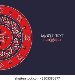 Decorative background with traditional Ukrainian embroidery ornament and place for text.