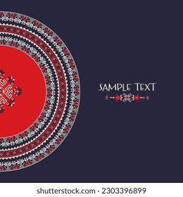 Decorative background with traditional Ukrainian embroidery ornament and place for text.
