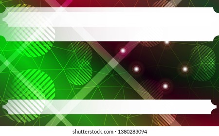 Decorative background with triangles, line, circle, space for text. Bright background for poster, banner, flyer. Vector illustration. Creative gradient color