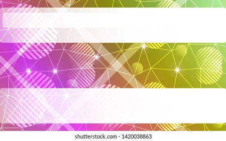 Decorative background with triangles, line, circle, space for text. Bright background for poster, banner, flyer. Vector illustration. Creative gradient color
