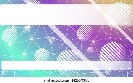 Decorative background with triangles, line, circle, space for text. Bright background for poster, banner, flyer. Vector illustration. Creative gradient color