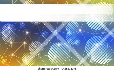 Decorative background with triangles, line, circle, space for text. Bright background for poster, banner, flyer. Vector illustration. Creative gradient color