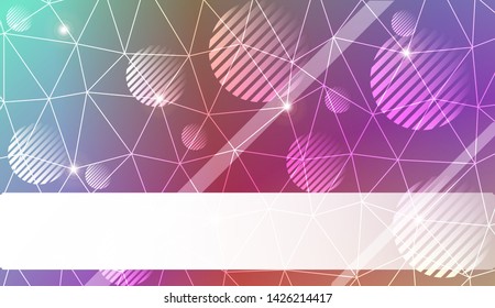 Decorative background with triangles, line, circle, space for text. Bright background for poster, banner, flyer. Vector illustration. Creative gradient color