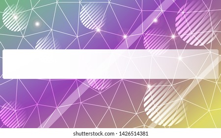 Decorative background with triangles, line, circle, space for text. Bright background for poster, banner, flyer. Vector illustration. Creative gradient color