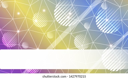 Decorative background with triangles, line, circle, space for text. Bright background for poster, banner, flyer. Vector illustration. Creative gradient color