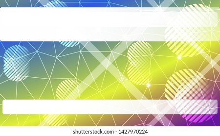 Decorative background with triangles, line, circle, space for text. Bright background for poster, banner, flyer. Vector illustration. Creative gradient color