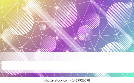 Decorative background with triangles, line, circle, space for text. Bright background for poster, banner, flyer. Vector illustration. Creative gradient color