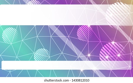 Decorative background with triangles, line, circle, space for text. Bright background for poster, banner, flyer. Vector illustration. Creative gradient color