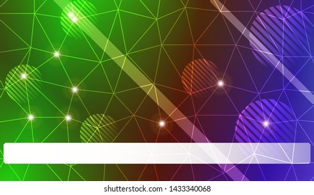 Decorative background with triangles, line, circle, space for text. Bright background for poster, banner, flyer. Vector illustration. Creative gradient color