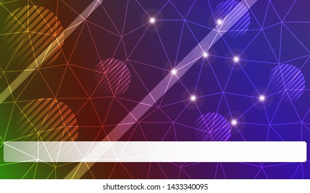 Decorative background with triangles, line, circle, space for text. Bright background for poster, banner, flyer. Vector illustration. Creative gradient color