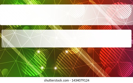 Decorative background with triangles, line, circle, space for text. Bright background for poster, banner, flyer. Vector illustration. Creative gradient color