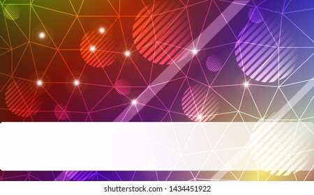 Decorative background with triangles, line, circle, space for text. Bright background for poster, banner, flyer. Vector illustration. Creative gradient color