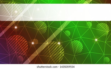 Decorative background with triangles, line, circle, space for text. Bright background for poster, banner, flyer. Vector illustration. Creative gradient color