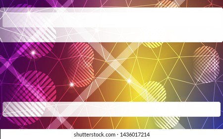 Decorative background with triangles, line, circle, space for text. Bright background for poster, banner, flyer. Vector illustration. Creative gradient color