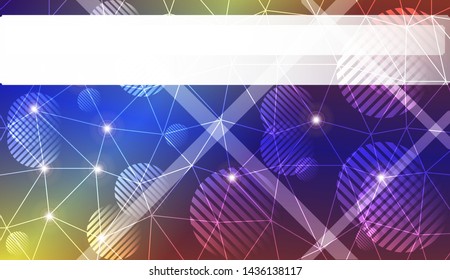 Decorative background with triangles, line, circle, space for text. Bright background for poster, banner, flyer. Vector illustration. Creative gradient color