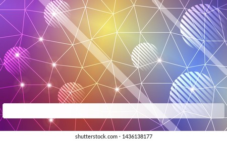 Decorative background with triangles, line, circle, space for text. Bright background for poster, banner, flyer. Vector illustration. Creative gradient color