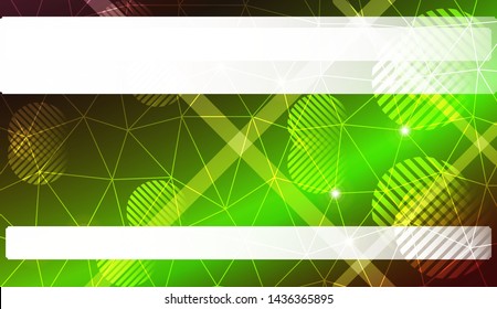 Decorative background with triangles, line, circle, space for text. Bright background for poster, banner, flyer. Vector illustration. Creative gradient color