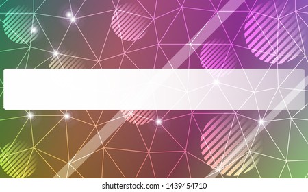 Decorative background with triangles, line, circle, space for text. Bright background for poster, banner, flyer. Vector illustration. Creative gradient color