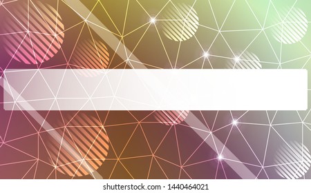 Decorative background with triangles, line, circle, space for text. Bright background for poster, banner, flyer. Vector illustration. Creative gradient color
