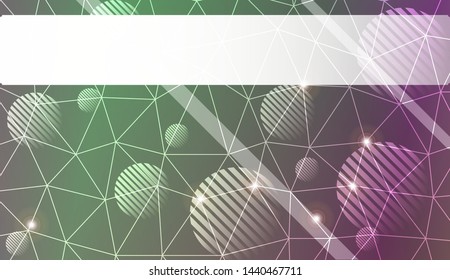 Decorative background with triangles, line, circle, space for text. Bright background for poster, banner, flyer. Vector illustration. Creative gradient color