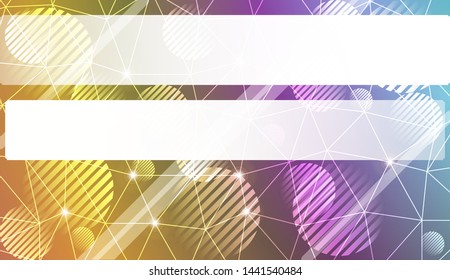 Decorative background with triangles, line, circle, space for text. Bright background for poster, banner, flyer. Vector illustration. Creative gradient color