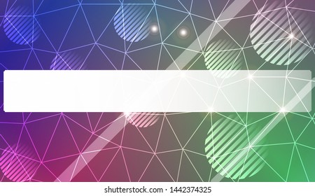 Decorative background with triangles, line, circle, space for text. Bright background for poster, banner, flyer. Vector illustration. Creative gradient color