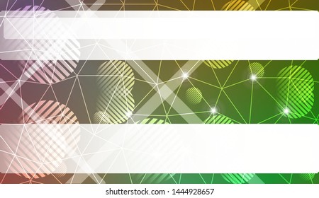 Decorative background with triangles, line, circle, space for text. Bright background for poster, banner, flyer. Vector illustration. Creative gradient color