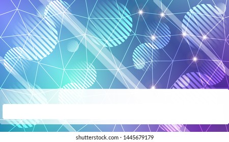 Decorative background with triangles, line, circle, space for text. Bright background for poster, banner, flyer. Vector illustration. Creative gradient color