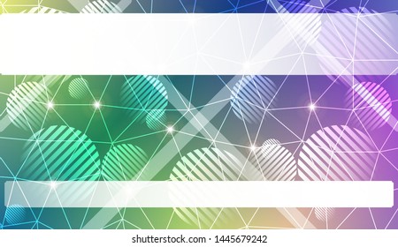 Decorative background with triangles, line, circle, space for text. Bright background for poster, banner, flyer. Vector illustration. Creative gradient color