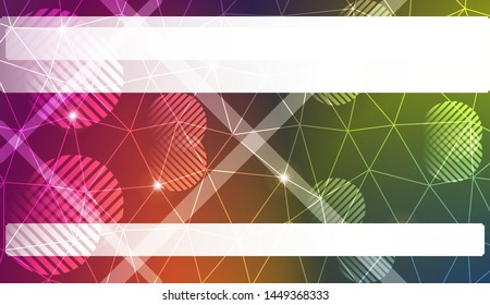Decorative background with triangles, line, circle, space for text. Bright background for poster, banner, flyer. Vector illustration. Creative gradient color